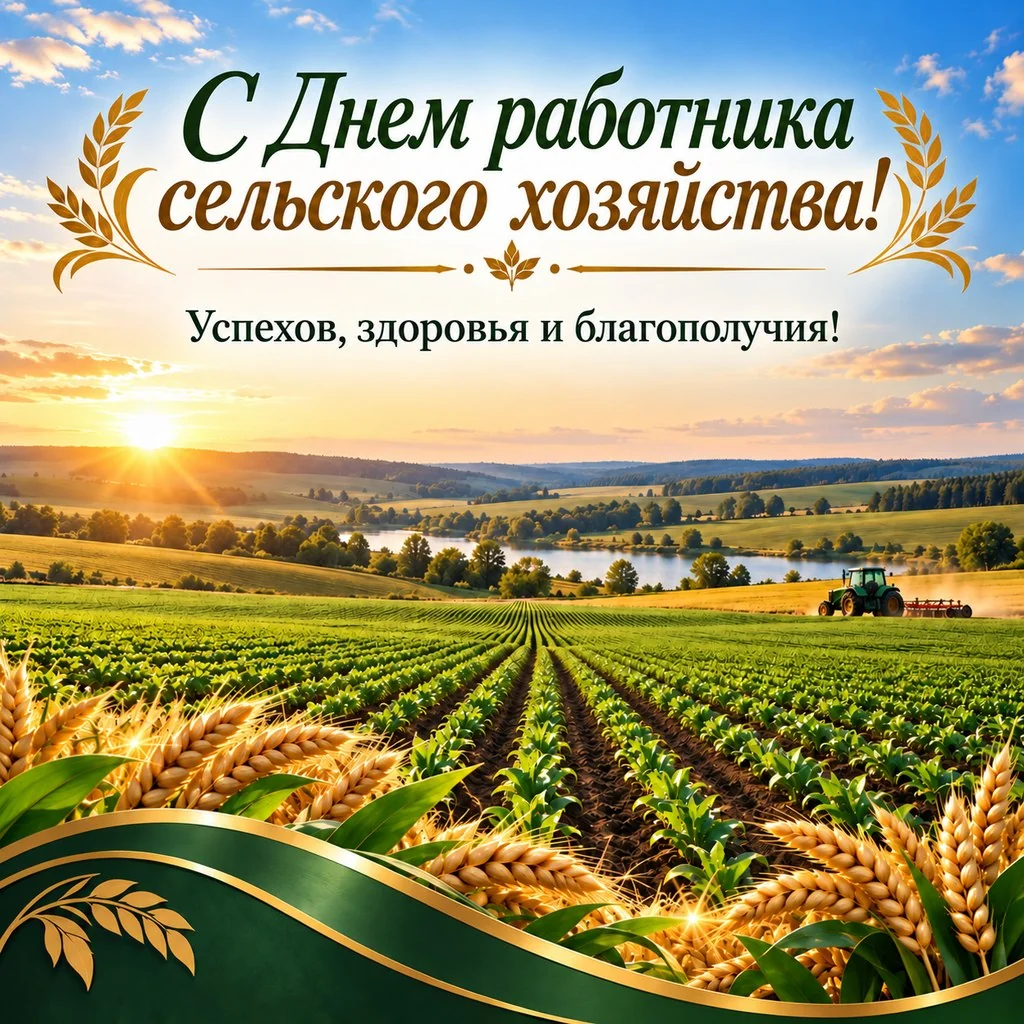 Открытка ко Дню работника сельского хозяйства с пожеланием успехов и благополучия