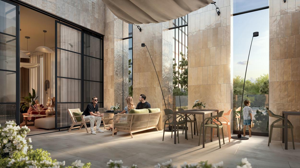 Терраса клубной гостиной для встреч и общения соседей