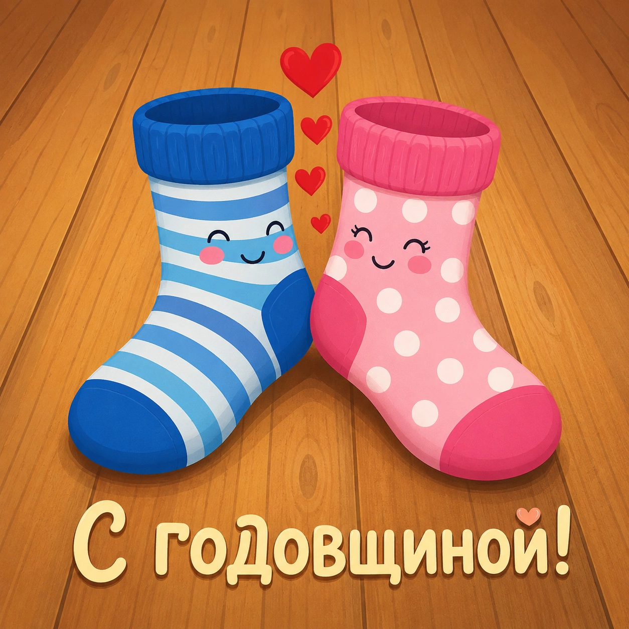 Забавная открытка с годовщиной свадьбы с парой носков и сердечками