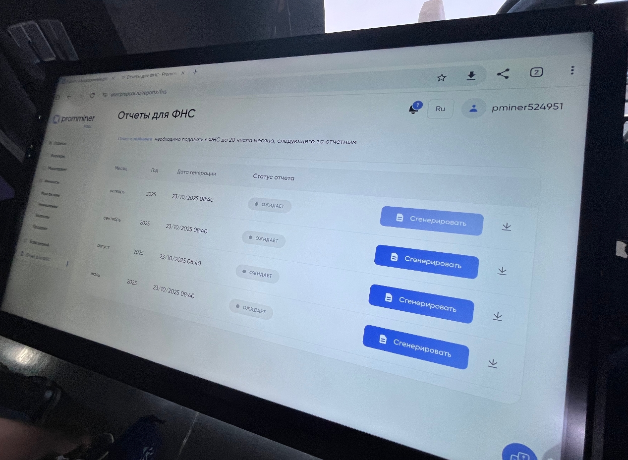 Интерфейс Promminer Pool. Источник: «РБК-Крипто»