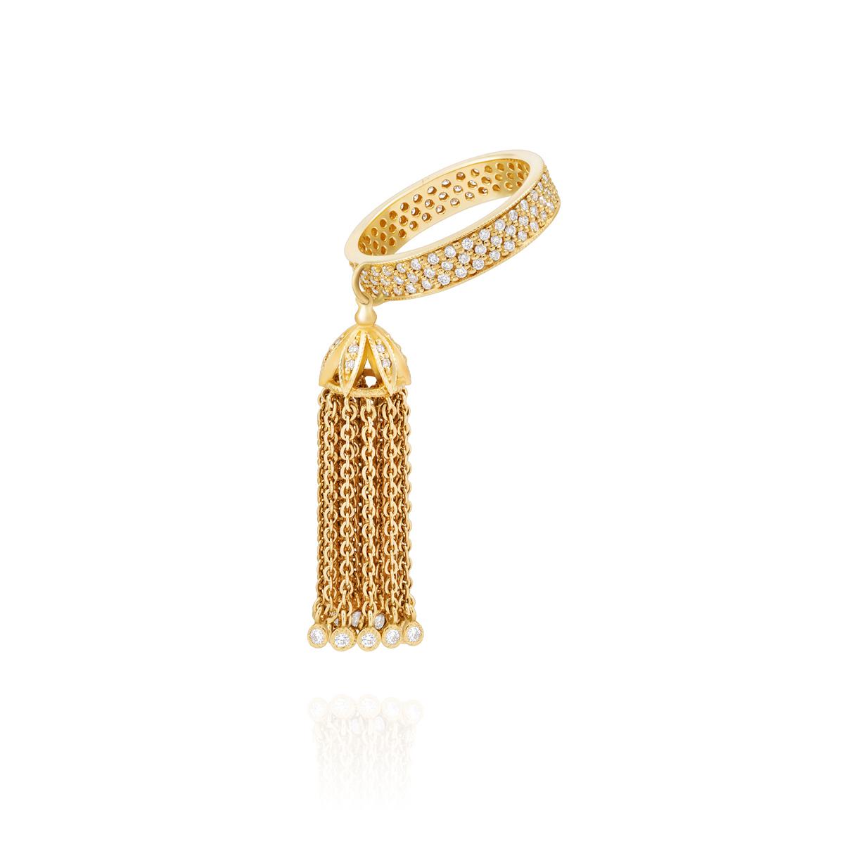 Кольцо-кисть из желтого золота с бриллиантами