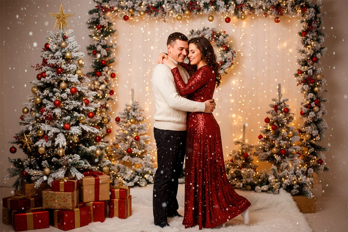Студийная съемка в канун Нового года может предвосхищать какое-то важное для пары событие, например помолвку