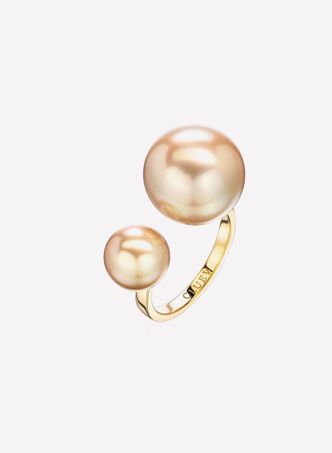 Кольцо &laquo;Жемчуг&raquo;, розовое золото, золотой жемчуг, Cluev