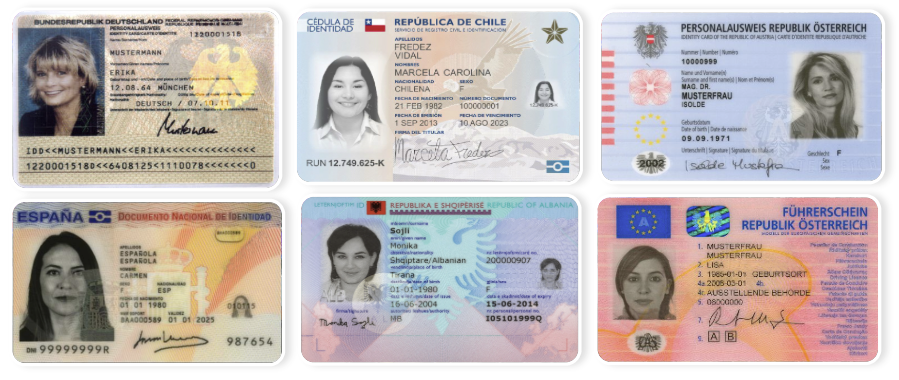 ID-карты разных стран (синтетические данные)