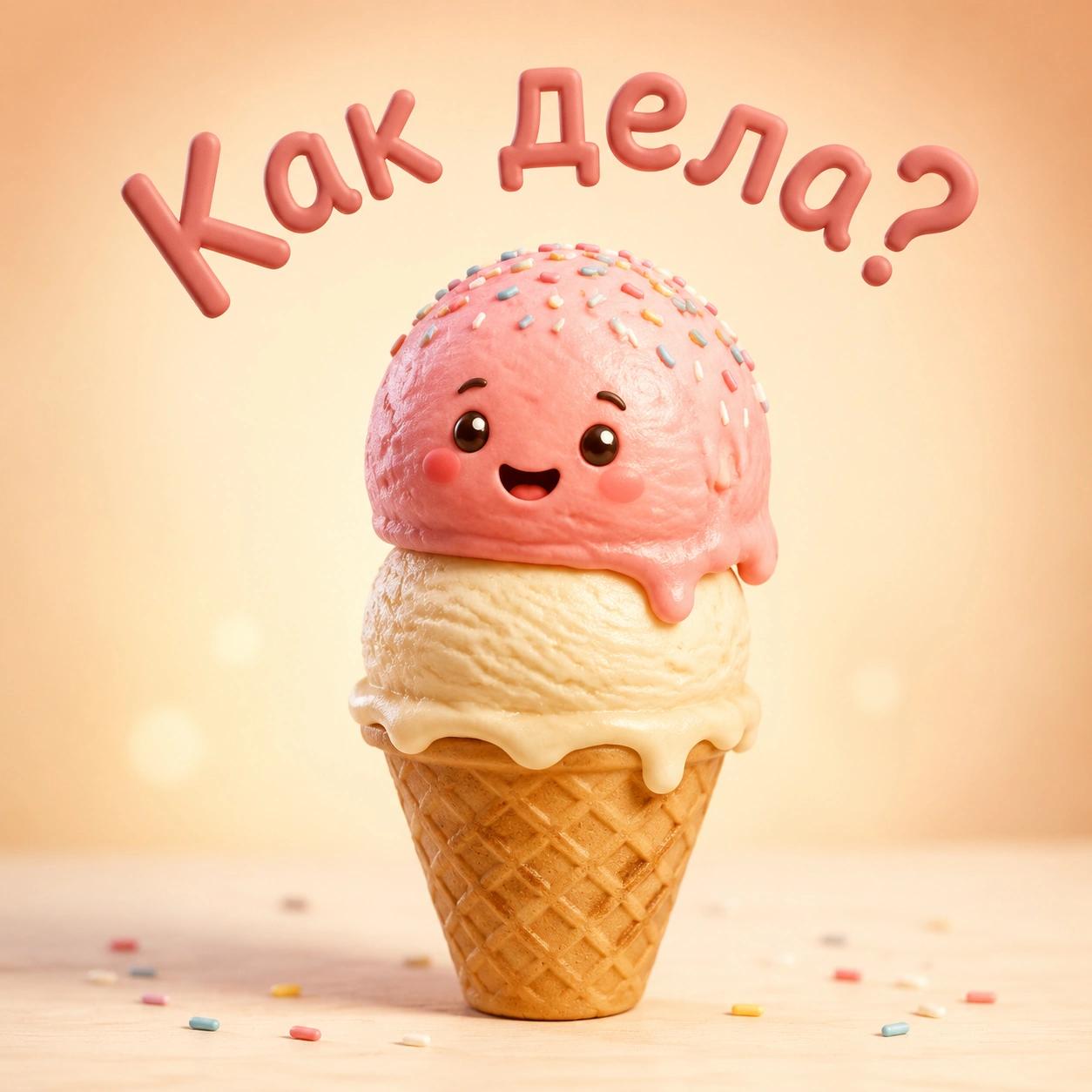 Милая открытка с мороженым