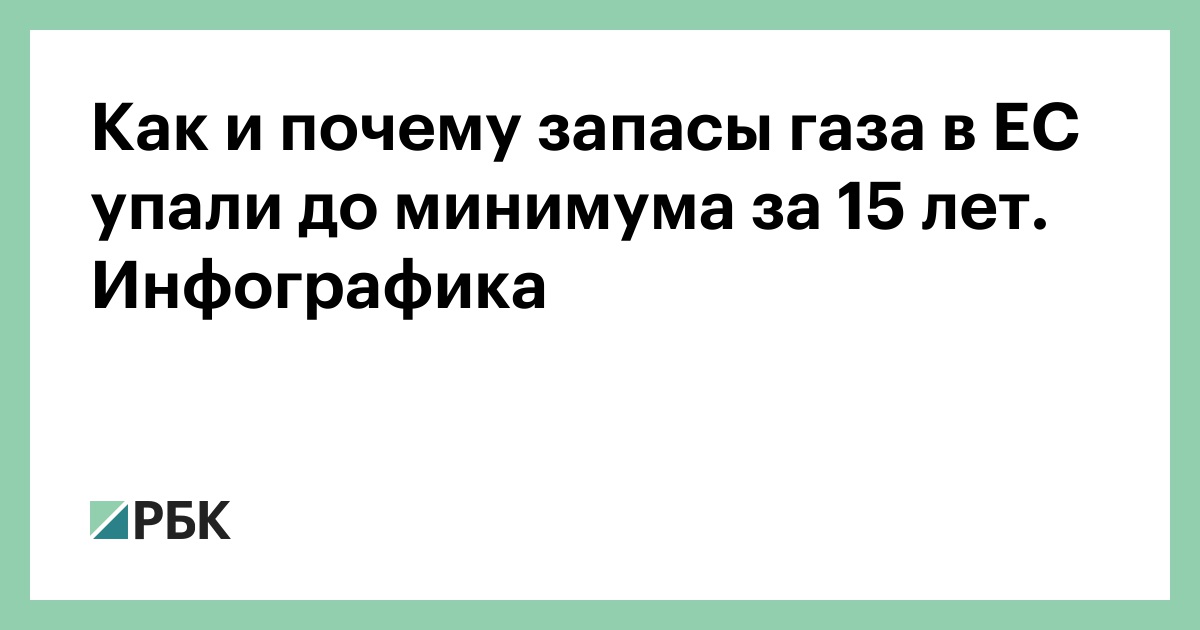 Как и почему запасы газа в ЕС упали до минимума за 15 лет. Инфографика