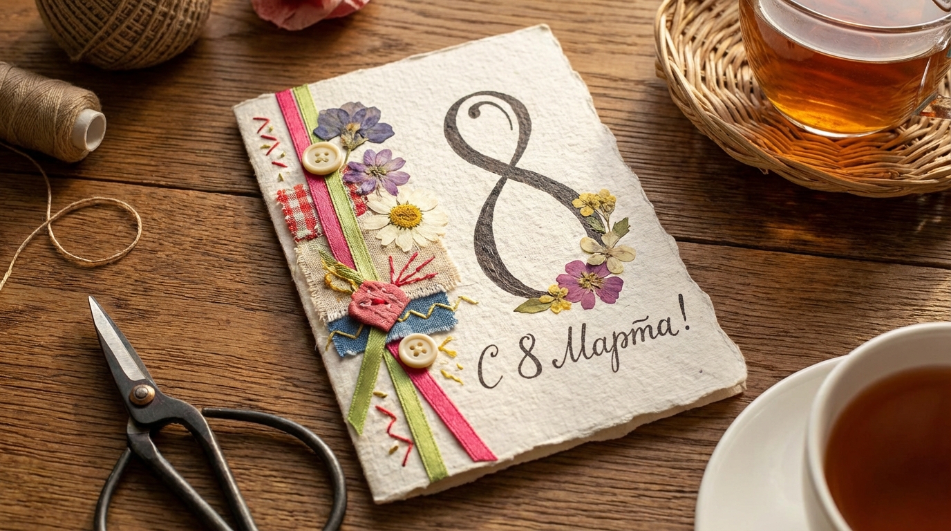 Открытка на 8 Марта своими руками для мамы, бабушки, учительницы
