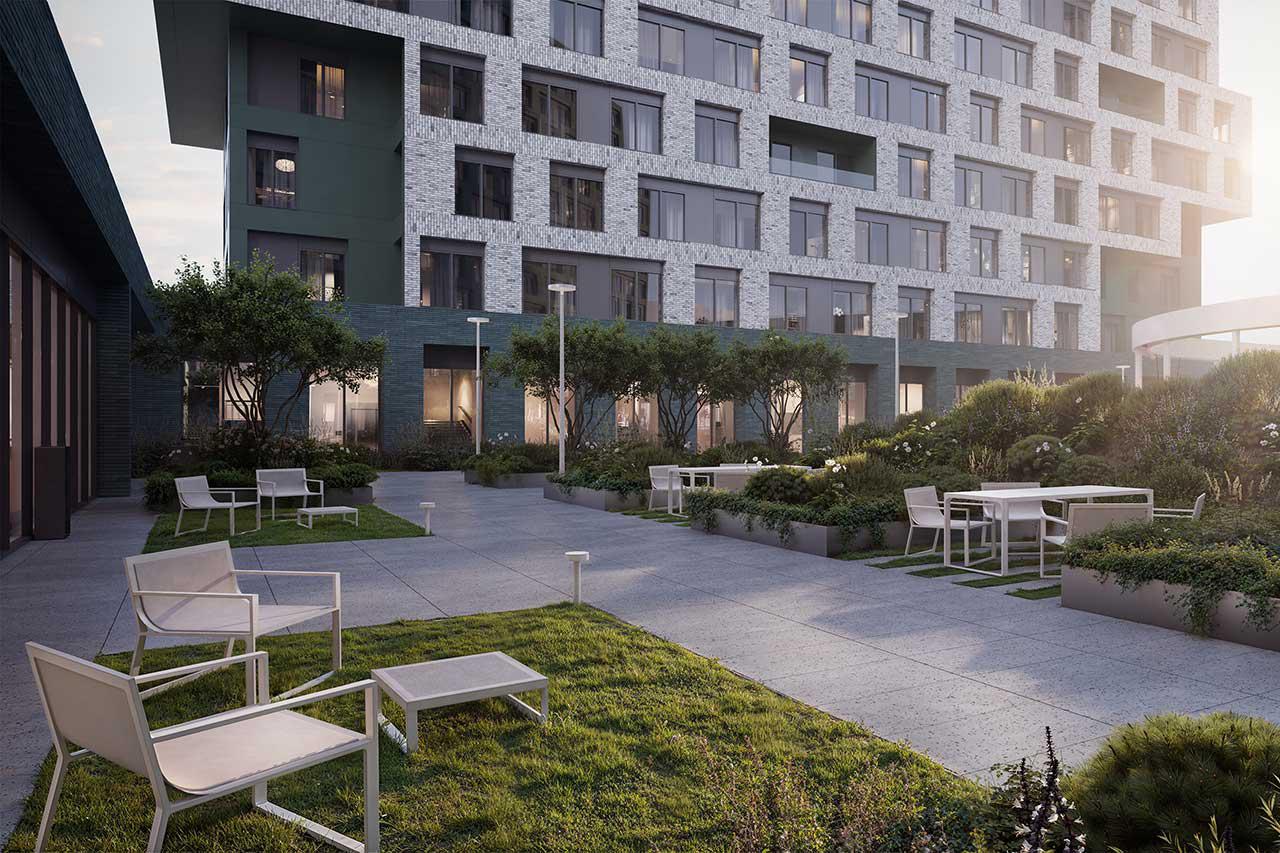 Благоустройство жилого комплекса бизнес+ класса STONE Rise

