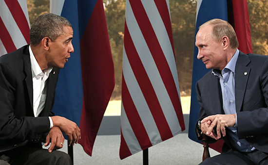 Президент США Барак Обама и президент России Владимир Путин (слева направо)