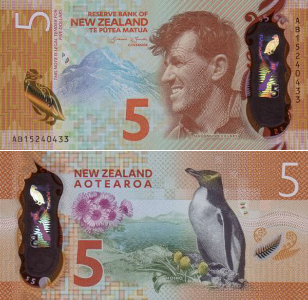 Банкнота&nbsp;в пять новозеландских долларов, признанная лучшей банкнотой года


