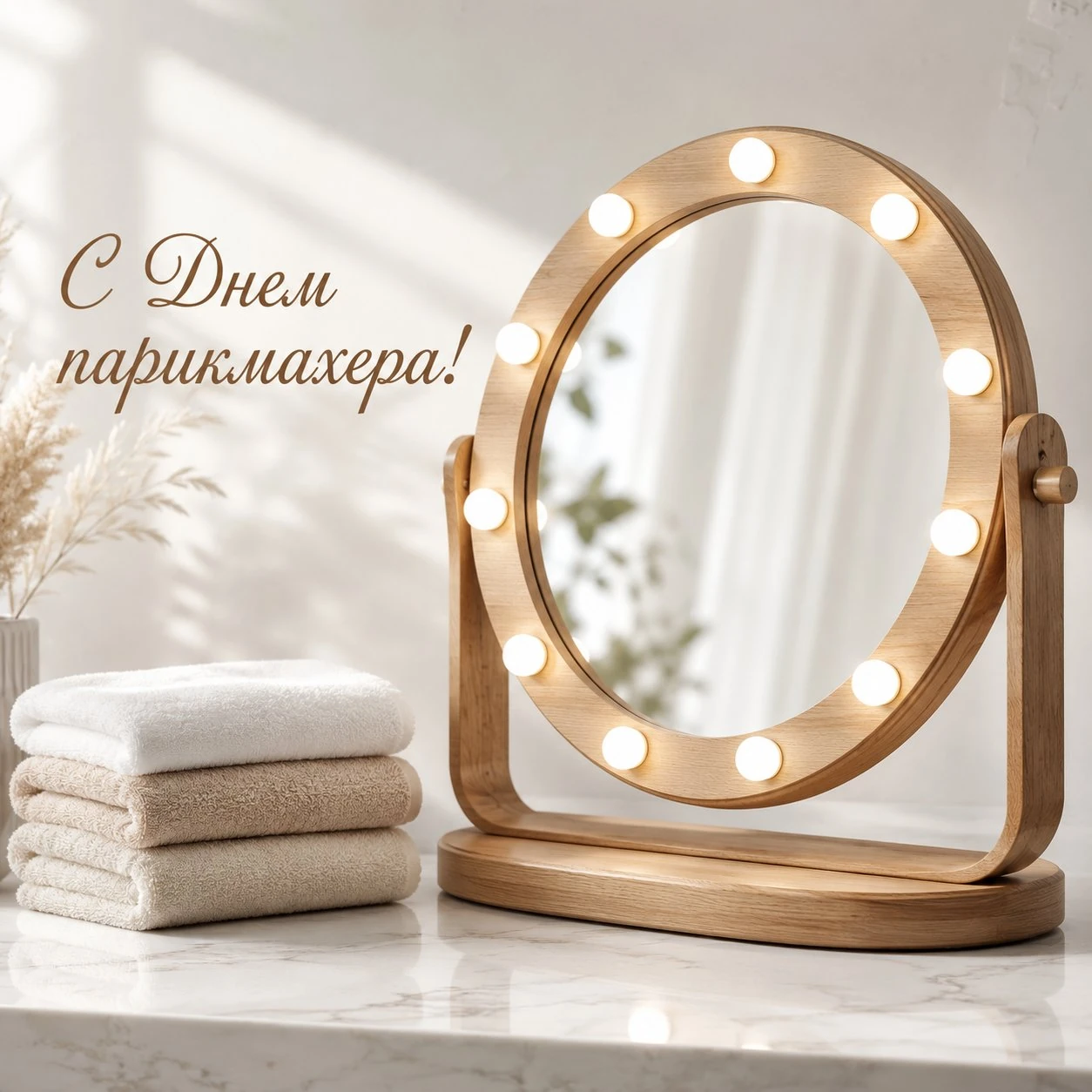 Светлая открытка с Днем парикмахера