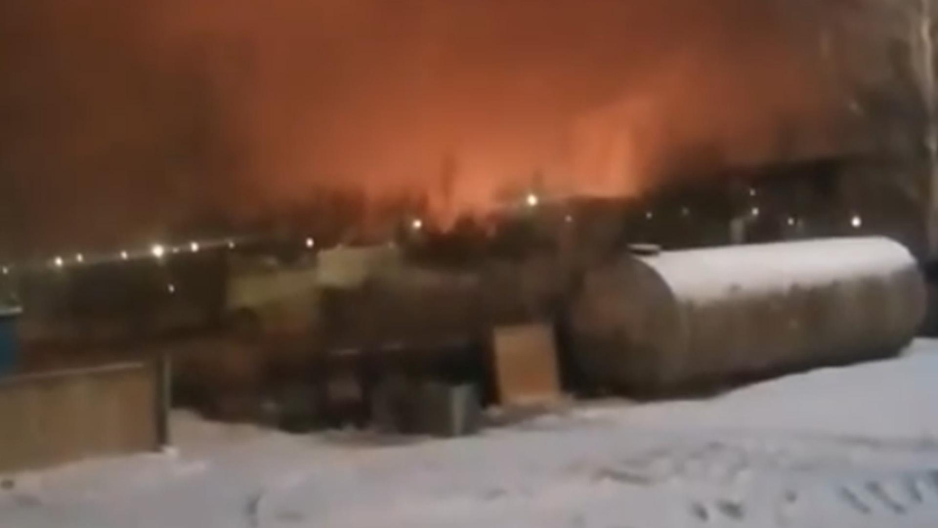 Пожар на нефтезаводе в Ангарске. Видео
