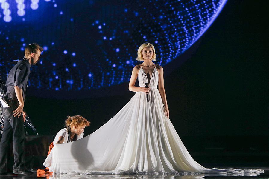 Полина Гагарина во время репетиции международного конкурса песни &laquo;Евровидение-2015&raquo;