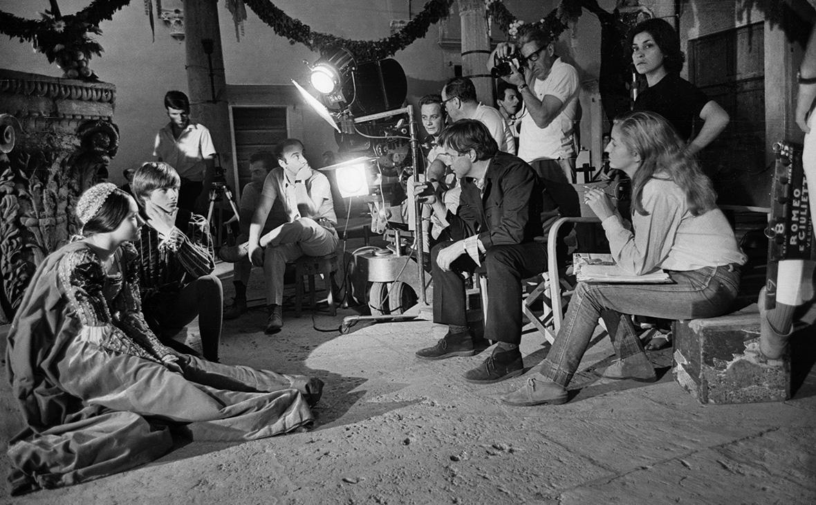 Оливия Хасси и Леонард&nbsp;Уайтинг&nbsp;во время съёмок фильма &laquo;Ромео и Джульетты&raquo;, 1967 г.
