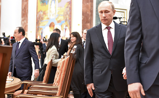Президент России Владимир Путин на встрече «нормандской четверки» в Минске
