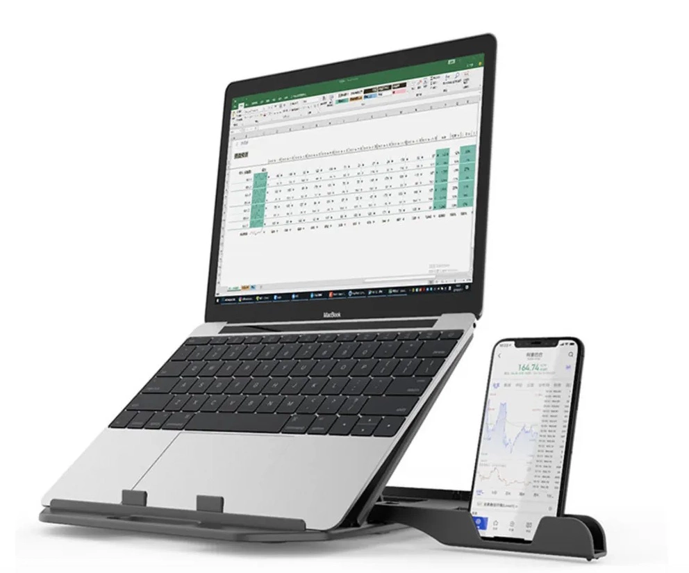 Подставка для ноутбука одновременно может быть и подставкой для смартфона&nbsp;