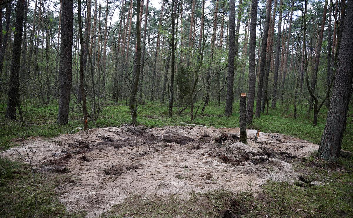 Место обнаружения остатков неопознанного военного объекта в районе города Быдгоща, Польша, 27 апреля 2023 г.