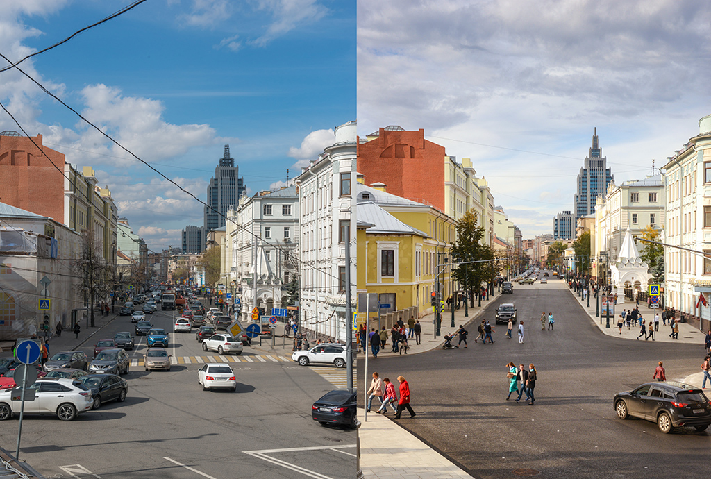 Улица потом. Москва моя улица до и после. Улицы Москвы до реконструкции. Улицы Москвы до и после реконструкции. Улицы Москвы после реконструкции.