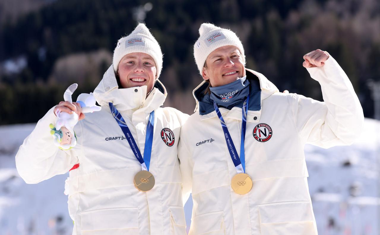 Норвежские лыжники Эйнар Хедегарт и Йоханнес Клебо
&nbsp;