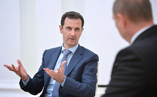 Президент Сирии&nbsp;Башар&nbsp;Асад&nbsp;и президент РФ Владимир Путин (слева направо) во время встречи в Кремле