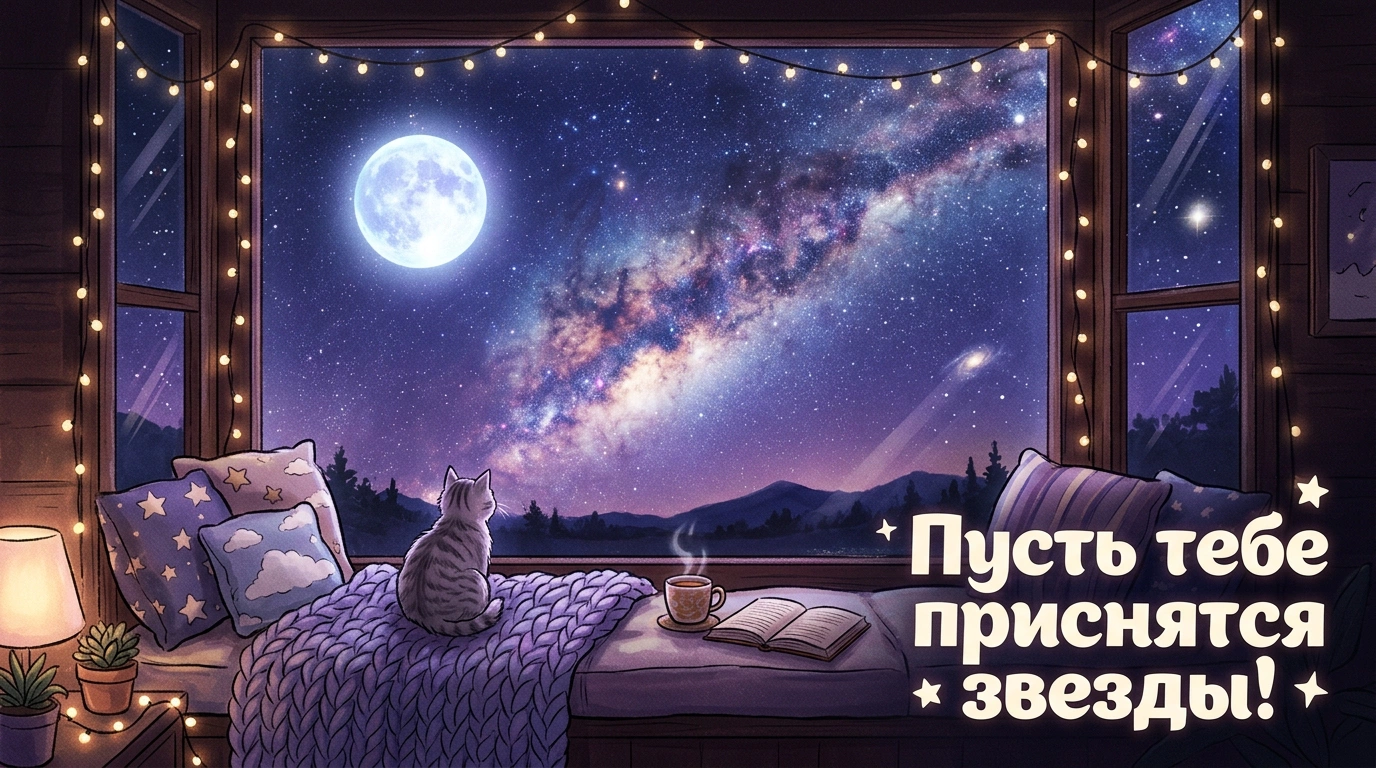 Открытки «Спокойной ночи!» для родных и любимых: 25 уютных картинок