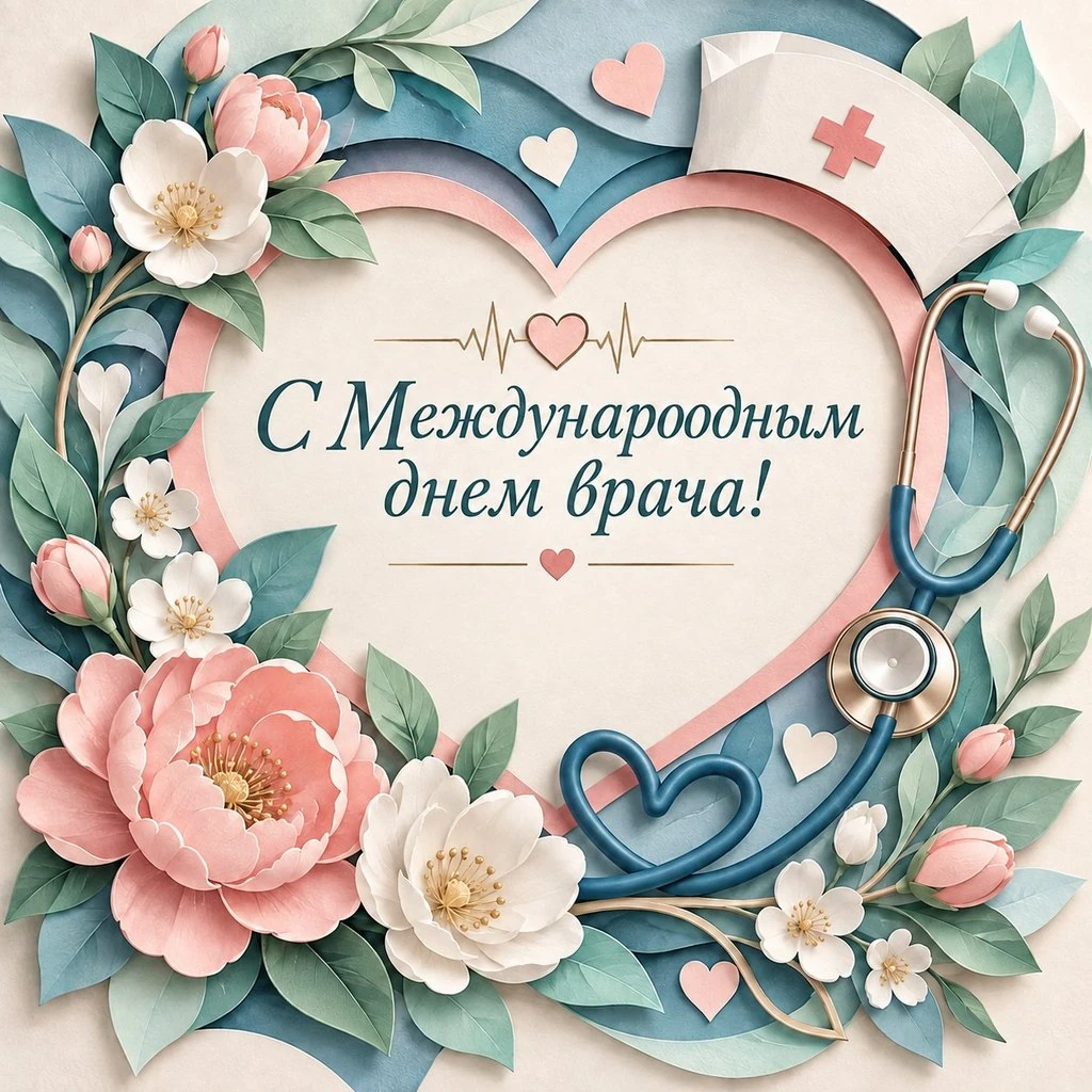 Нежная открытка к Международному дню врача женщине