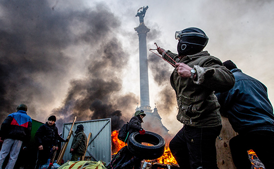 Во время ожесточенных столкновений в&nbsp;Киеве, 19 февраля 2014 года