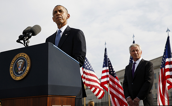 Президент США Барак Обама и министр обороны США Чак Хейгел (слева направо)