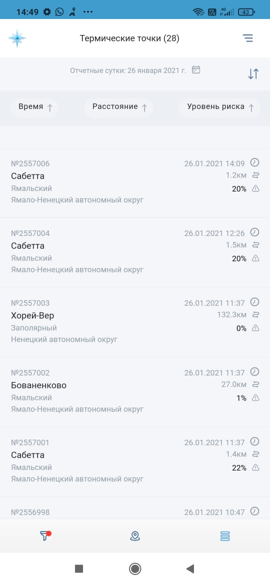 Интерфейс приложения &laquo;Термические точки&raquo;