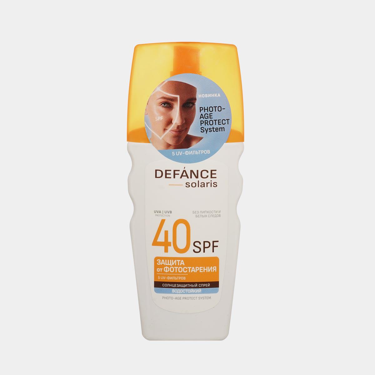 Водостойкий солнцезащитный спрей Solaris SPF 50+, Defance, 454 руб. («Улыбка радуги»)