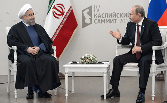 Президент Ирана Хасан Роухани и президент РФ Владимир Путин (слева направо)