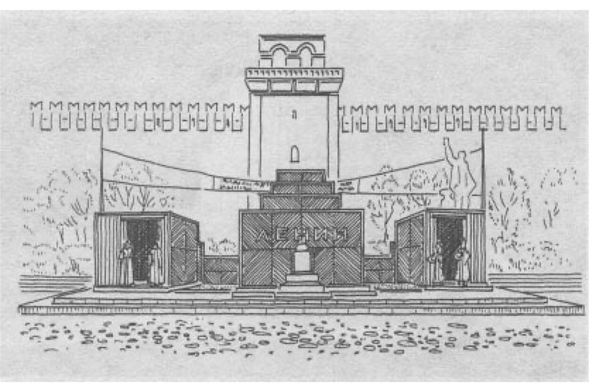 Проект деревянного Мавзолея Ленина, Алексей Щусев. 1924 год
