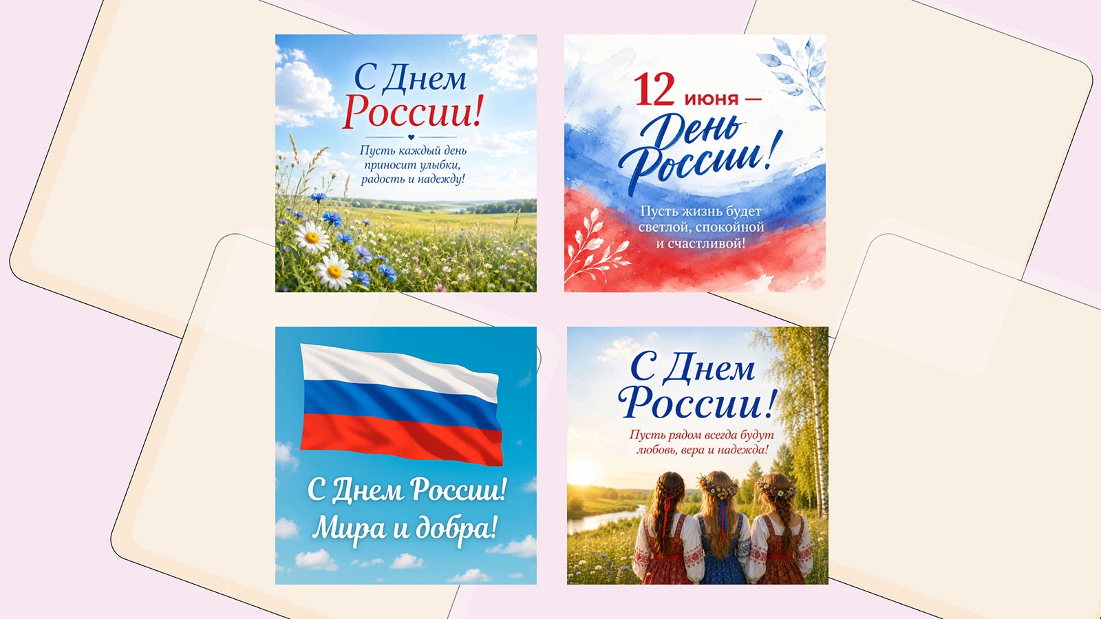 100 открыток с Днем России в 2026 году