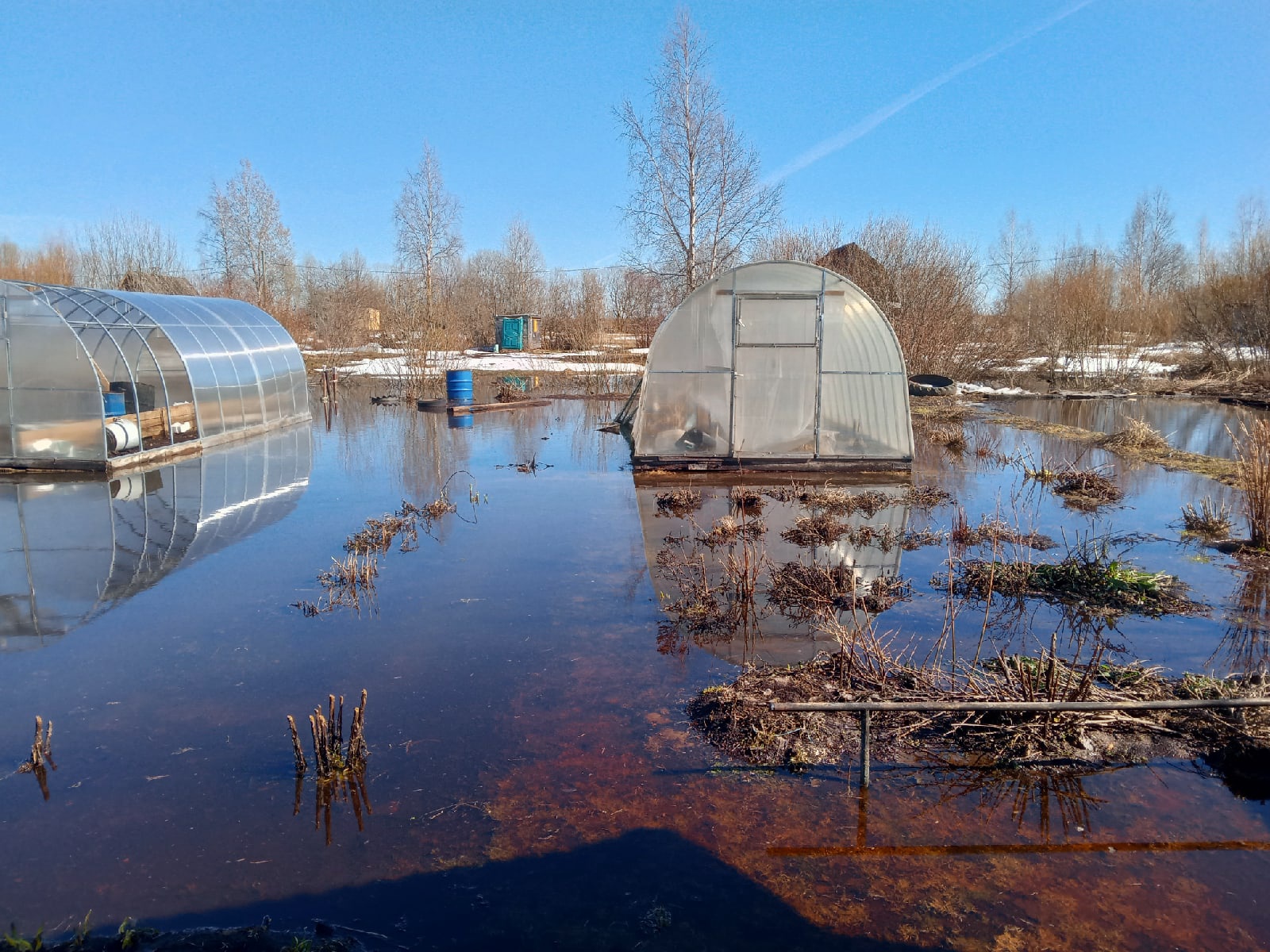 Под Петербургом затопило дачи, кладбище и набережную. Фото — РБК