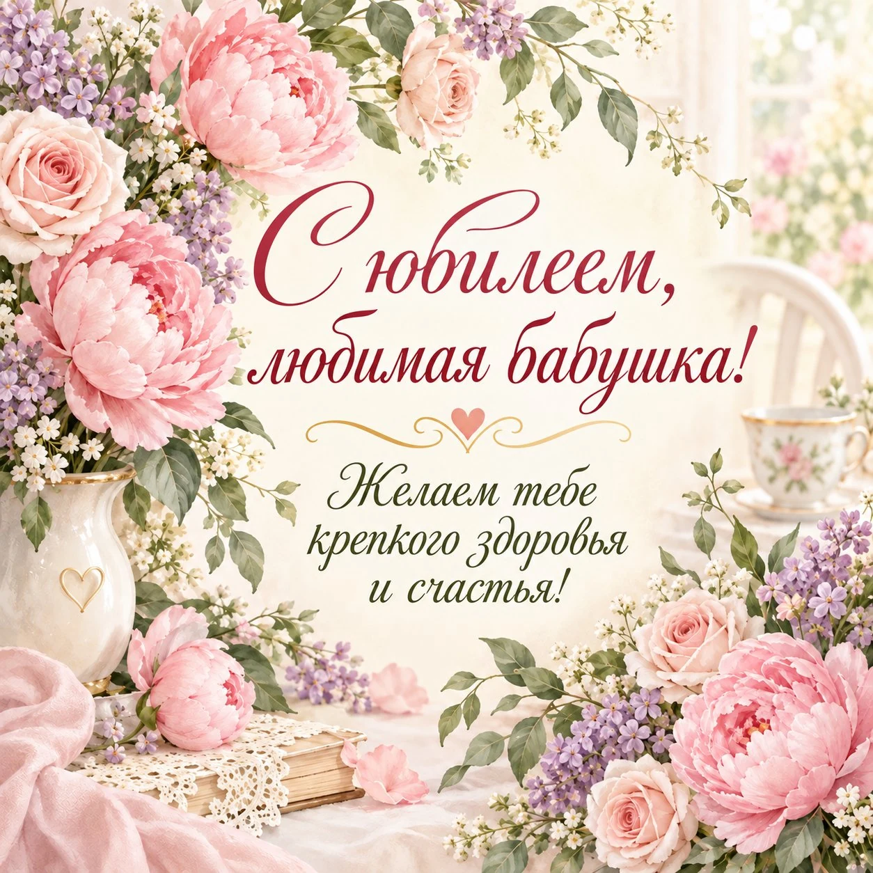 Открытка с юбилеем бабушке от внучки