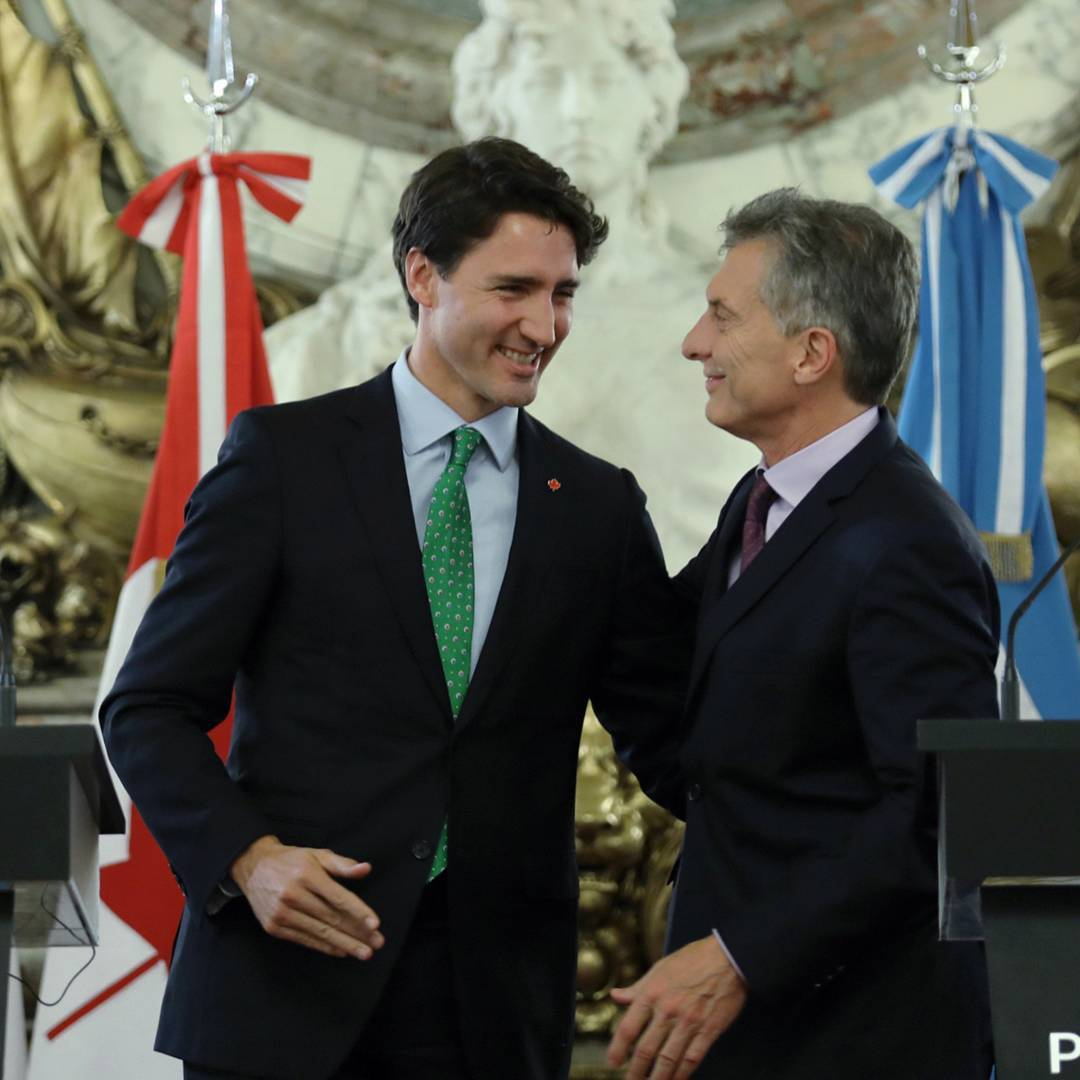 Джастин Трюдо&nbsp;на встрече с президентом&nbsp;Аргентины Маурисио Макри, 2016
&nbsp;