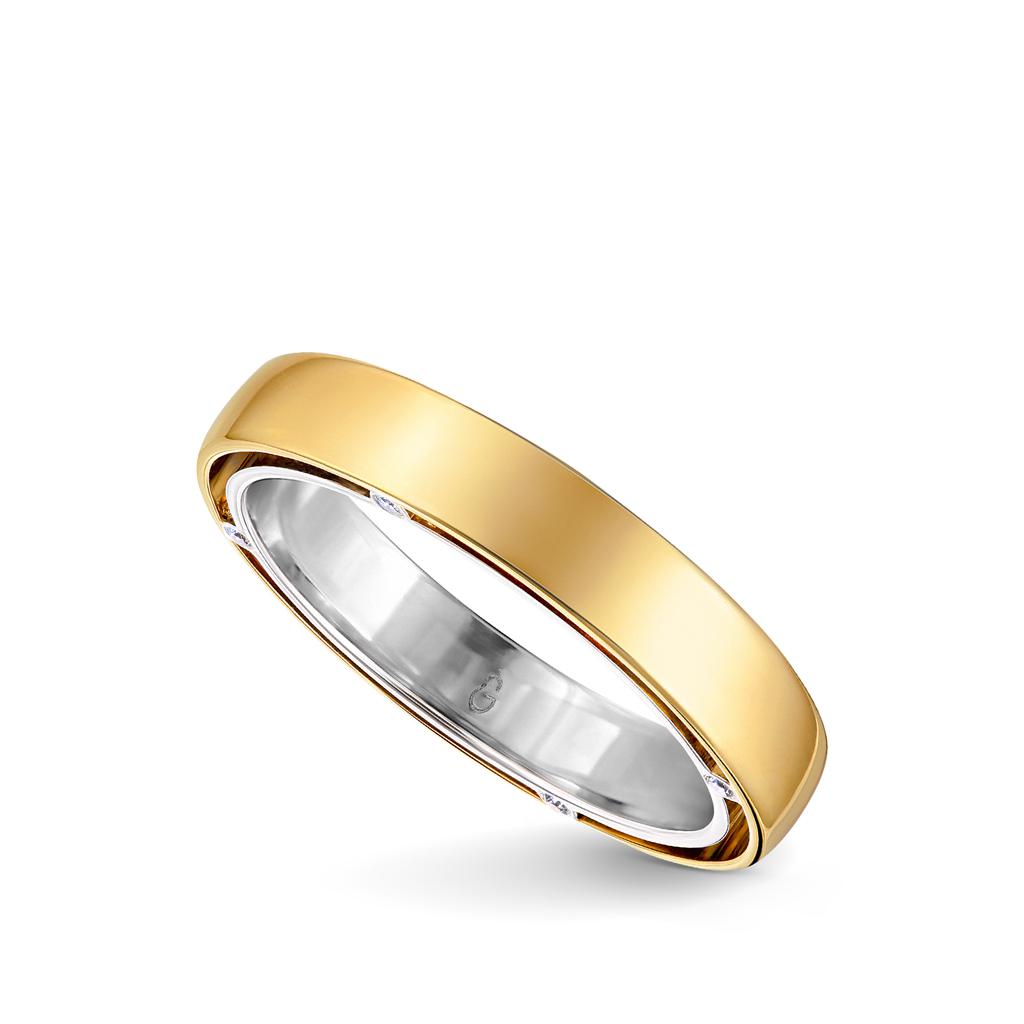 Кольцо обручальное из комбинированного золота с бриллиантами, Grusha Diamonds, 150 000 руб.