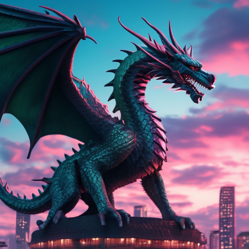 Зарос: дракон на фоне неба, детальное изображение