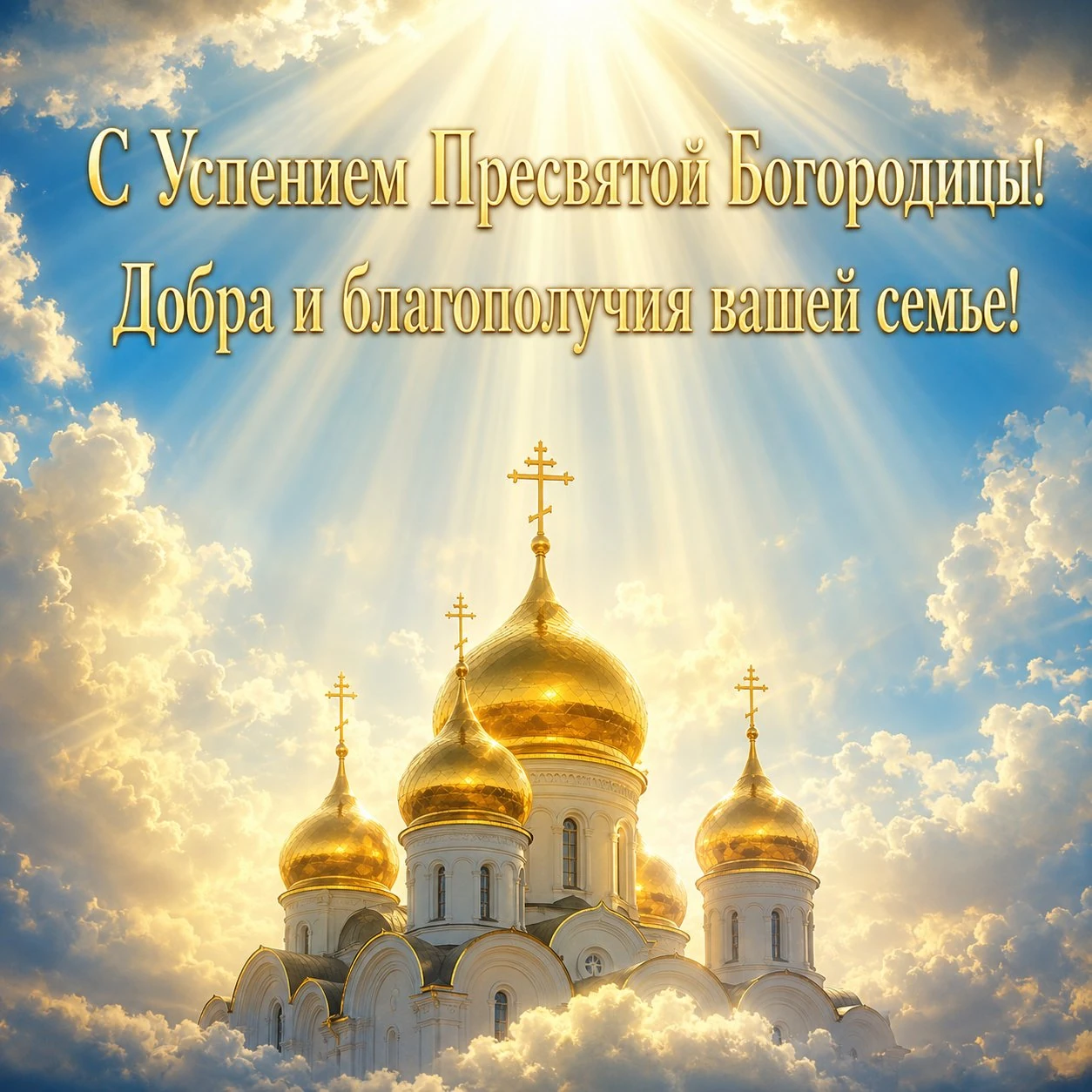 Православная открытка с праздником Успения Пресвятой Богородицы с пожеланием добра