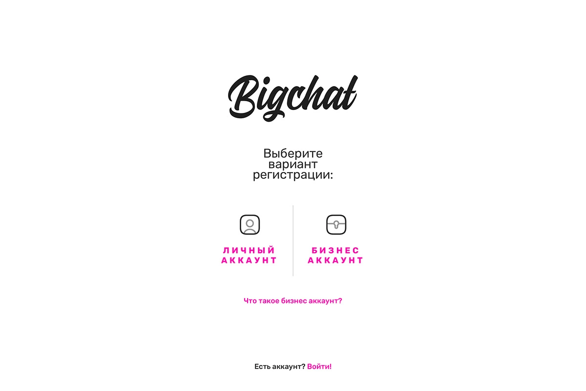 Процесс авторизации в приложении Bigchat