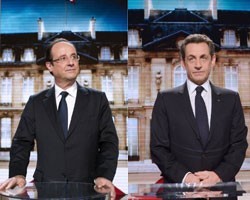 Н.Саркози и Ф.Олланд в ходе предвыборных дебатов обменялись обвинениями 