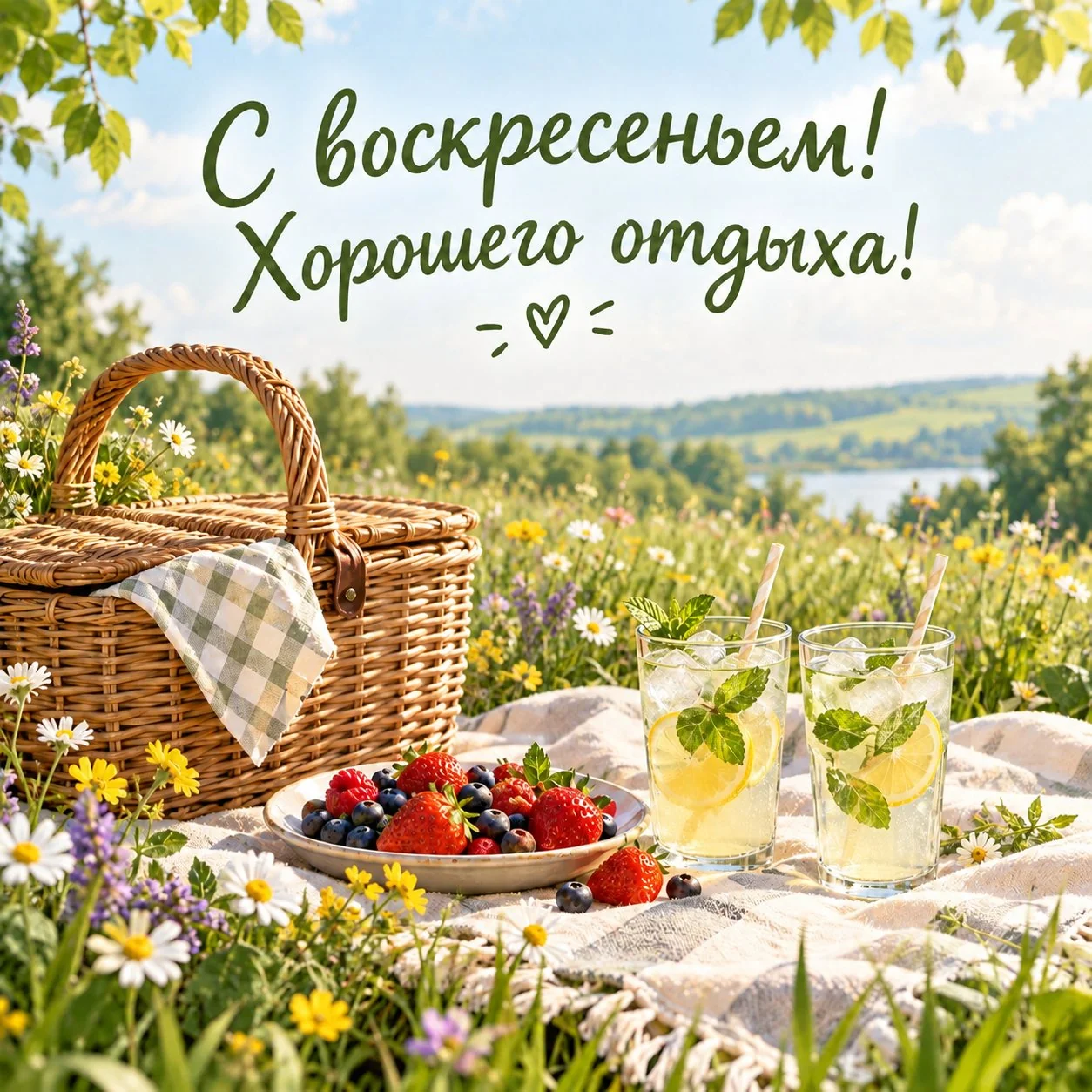 Красивая открытка с пожеланием хорошего дня в воскресенье