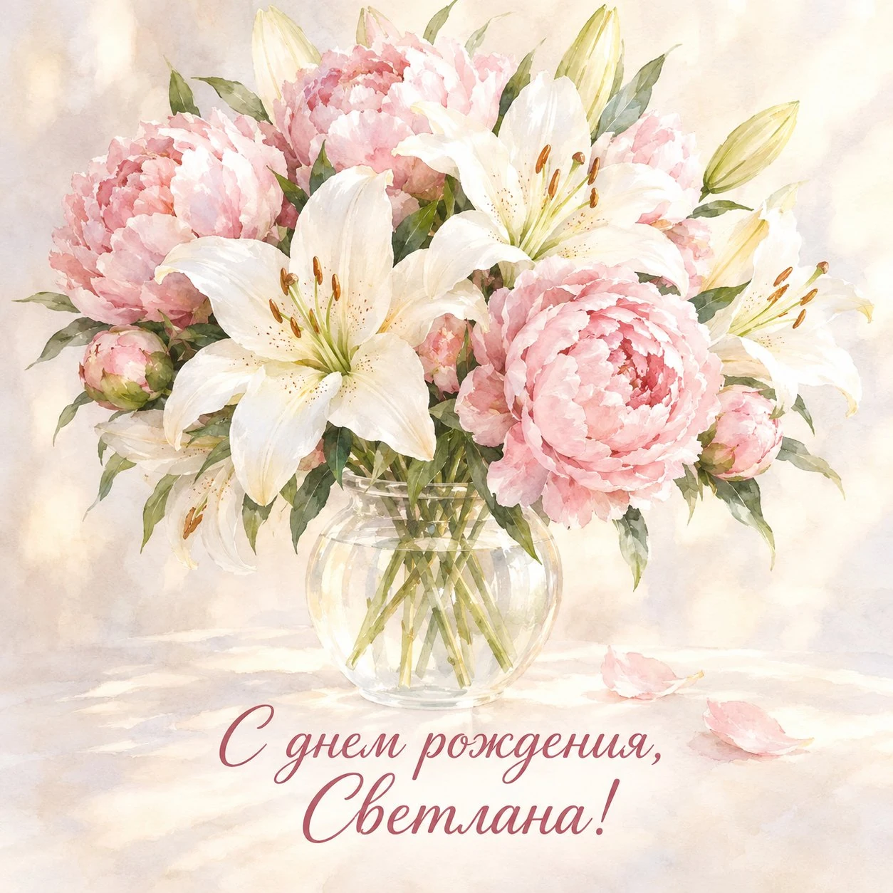 Нежная открытка с днем рождения Светлане