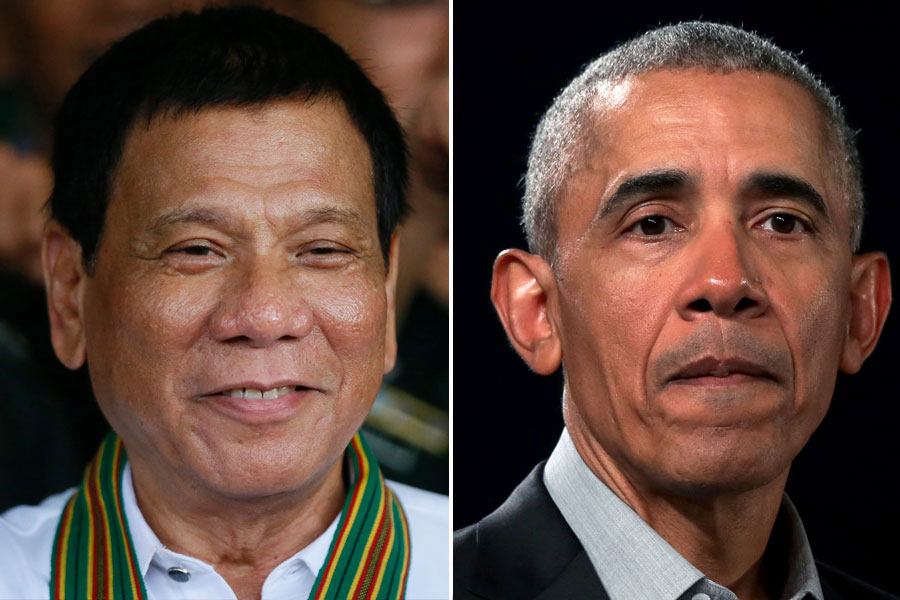 В сентябре 2016 года президент Филиппин Родриго Дутерте (слева) обозвал президента США Барака Обаму&nbsp;сукиным сыном. Так он отреагировал на озвученные Обамой планы обсудить с ним в ходе двусторонней встречи тему внесудебных казней на Филиппинах. Американский президент в ответ отменил запланированную встречу. Дутерте принес Обаме извинения спустя два года (в 2018 Обама уже не был президентом), назвав свое высказывание просто болтовней