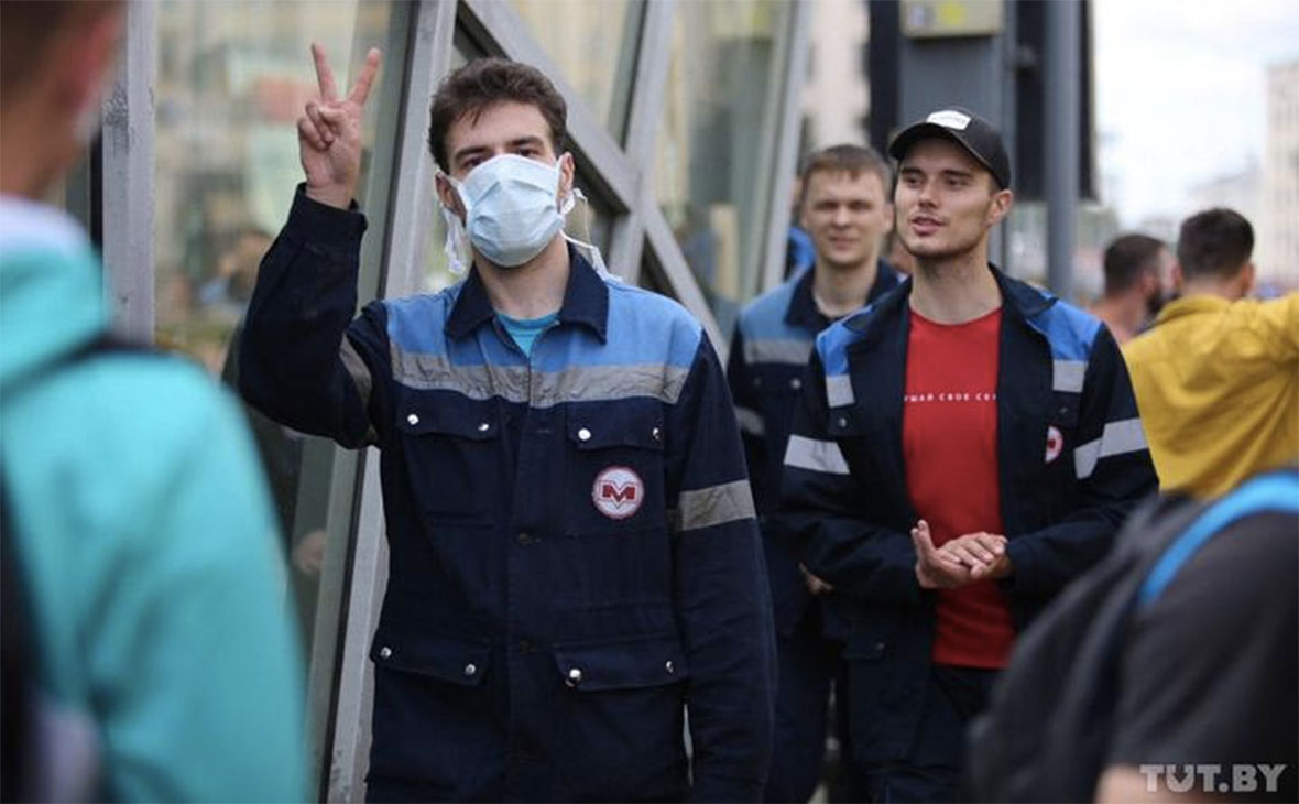 Сотрудники Минского метрополитена на акции протеста

&nbsp;