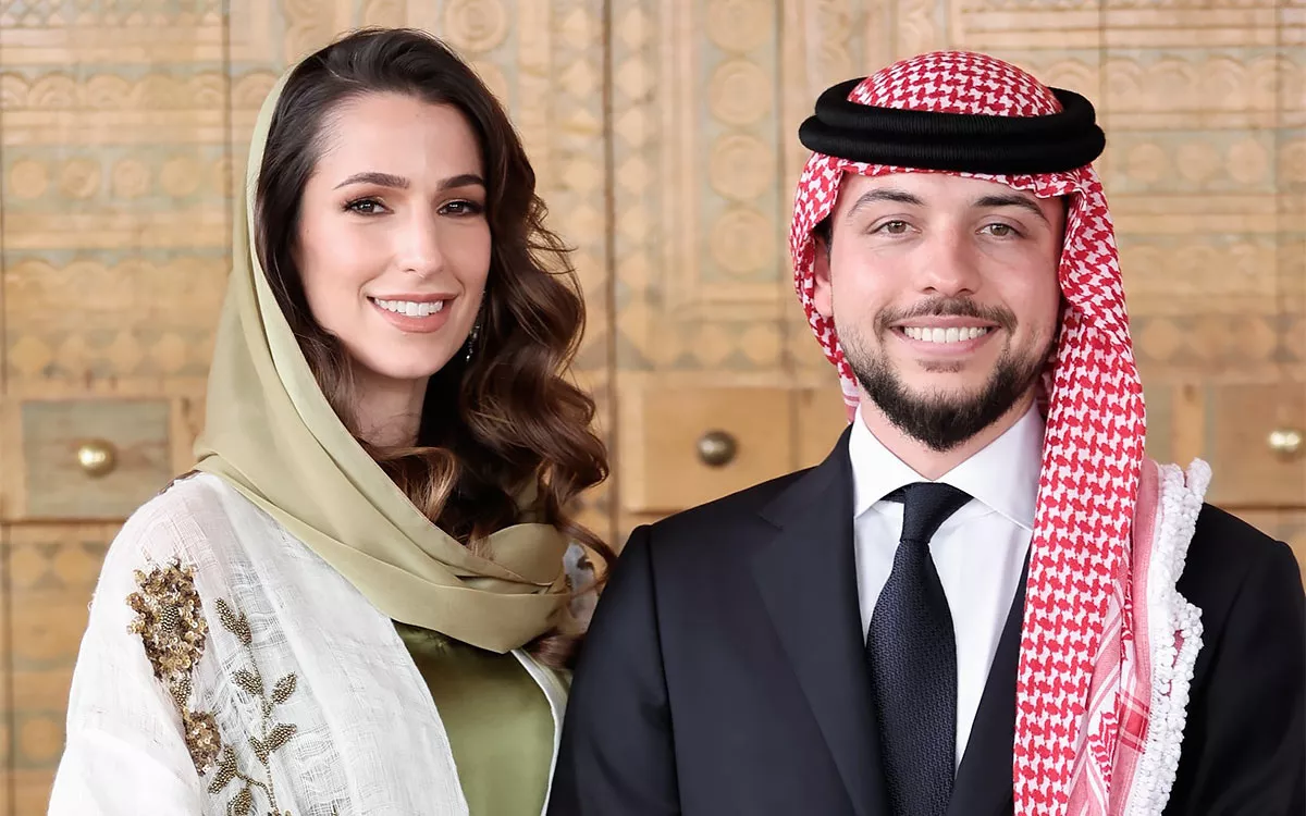 <p>Наследный принц Иордании Хусейн ибн Абдалла и подданная Саудовской Аравии Раджва Халед бин Мусаид</p>