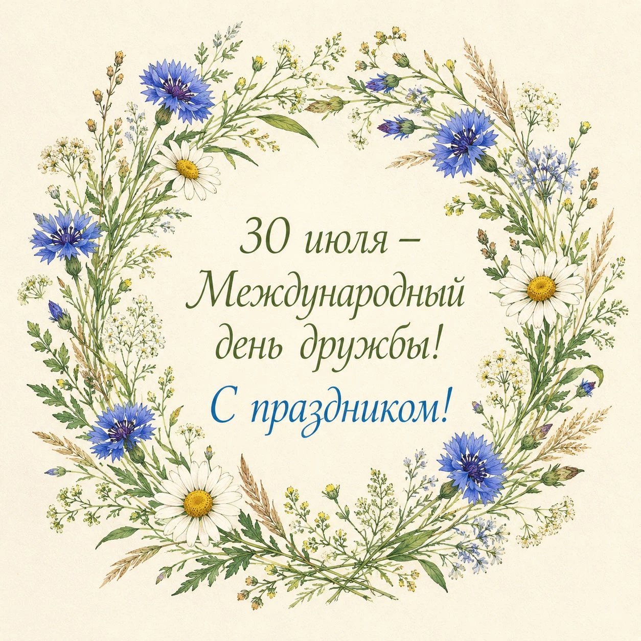 Нежная открытка с надписью «30 июля — Международный день дружбы! С праздником!»