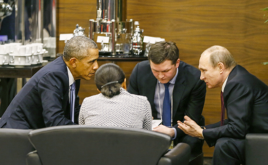 Президент России Владимир Путин и&nbsp;президент США Барак Обама во&nbsp;время беседы на&nbsp;саммите G20 в&nbsp;Анталье