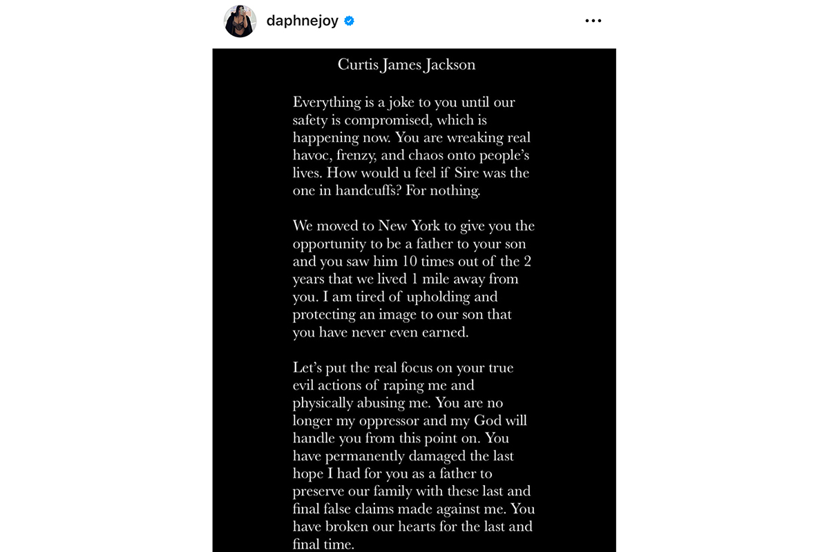 <p>Заявление Дафны Джой в Instagram (принадлежит корпорации Meta, которая признана экстремистской и запрещена в России)</p>