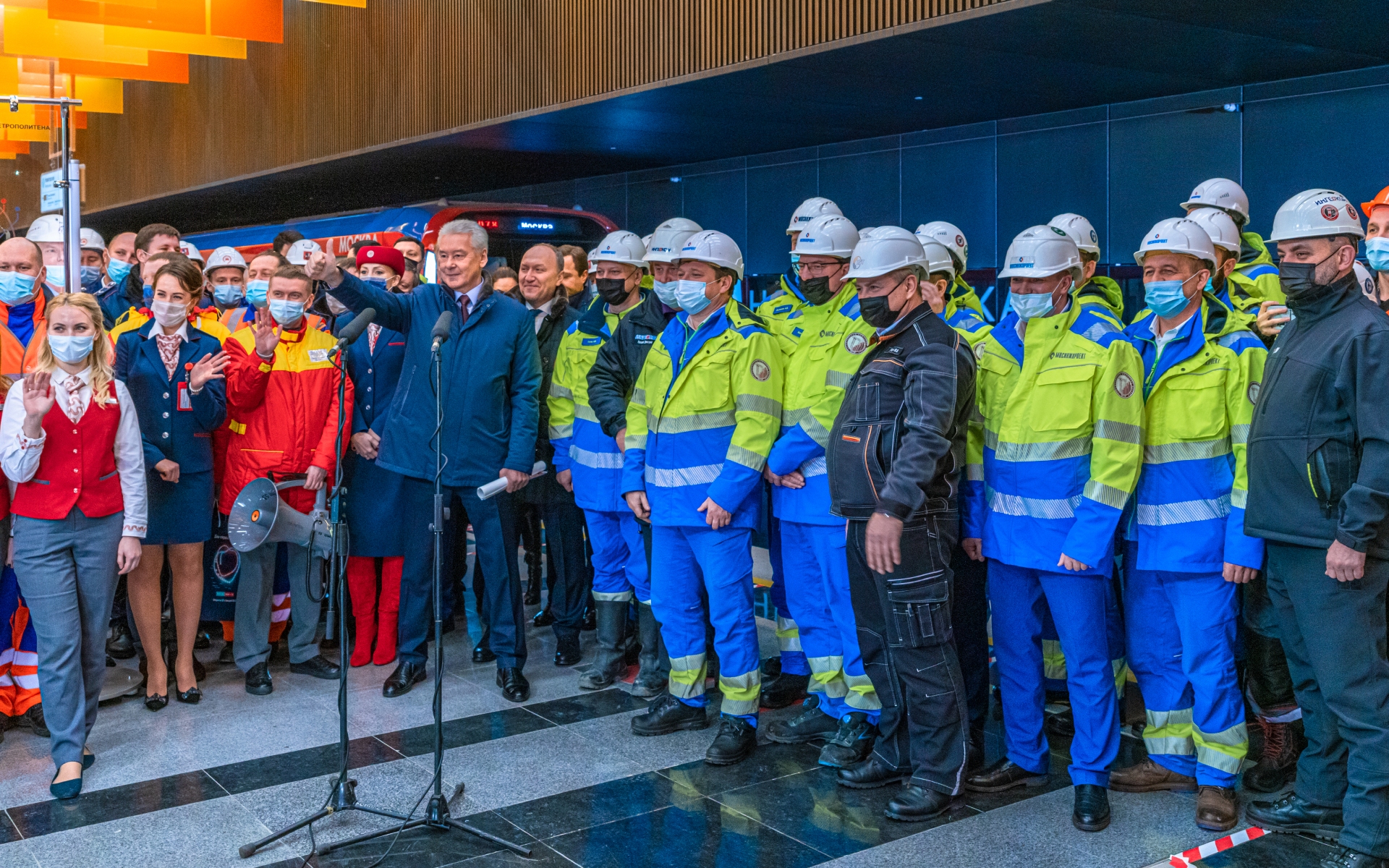 На торжественном запуске нового участка Большой кольцевой линии присутствовал мэр Москвы Сергей Собянин